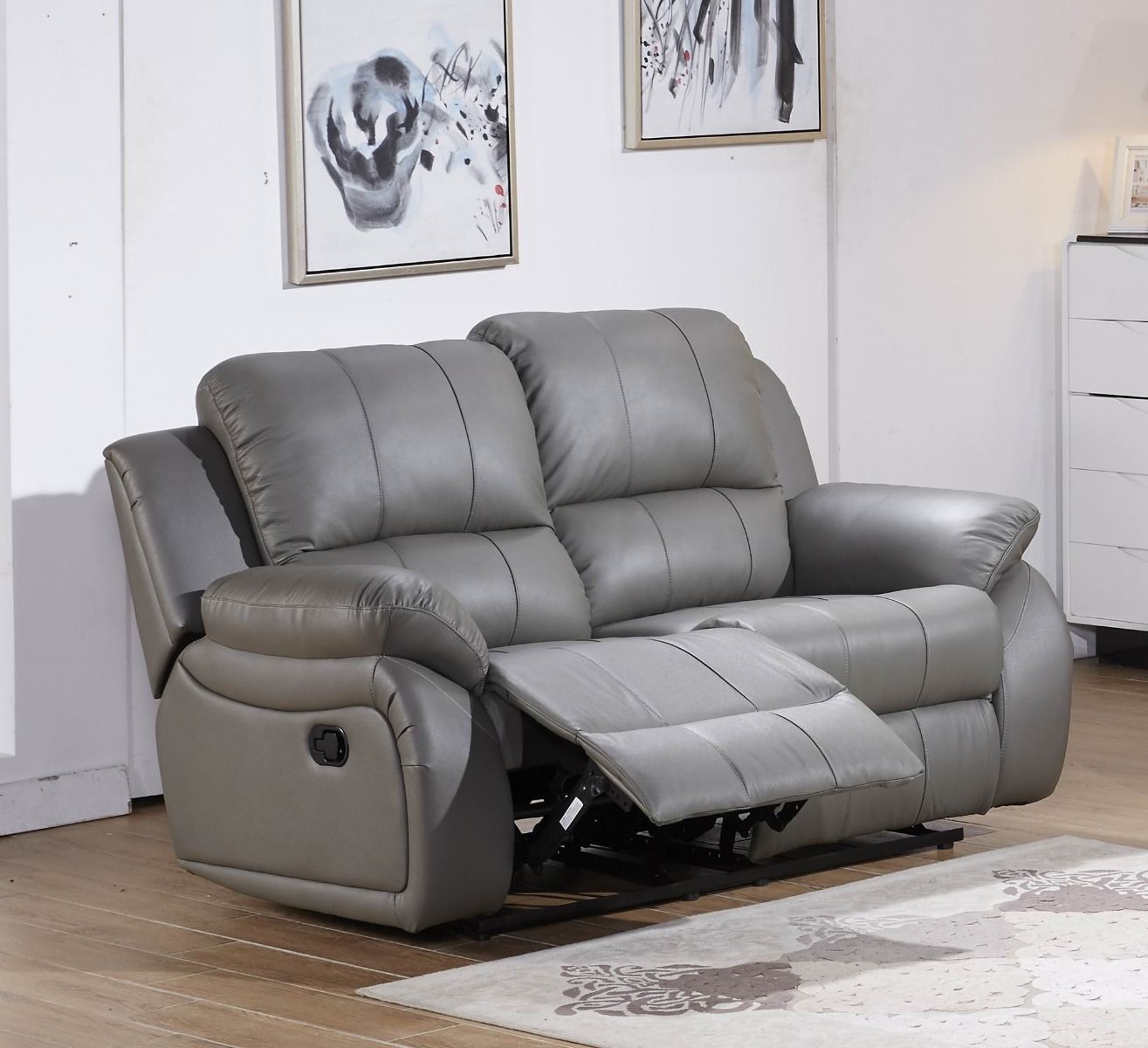 Mapo Möbel 2-Sitzer Fernsehsofa  mit Liegefunktion und elektrische Verstellung, grau
