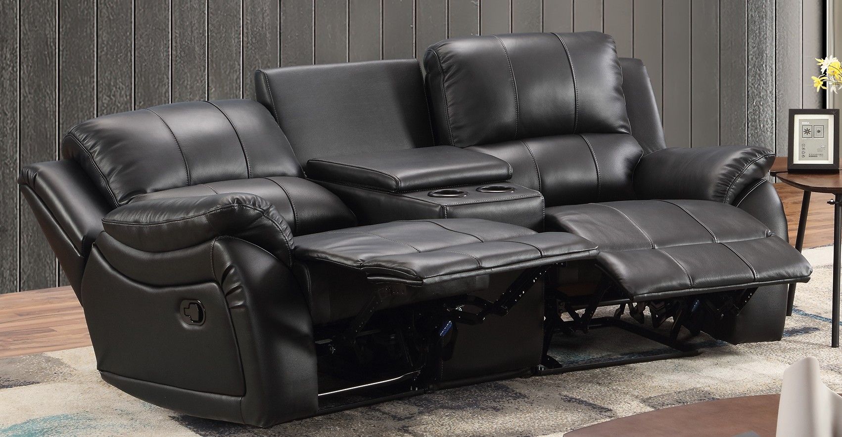Mapo Möbel 2-Sitzer Kinosofa mit Liegefunktion und elektrischer Verstellung,schwarz